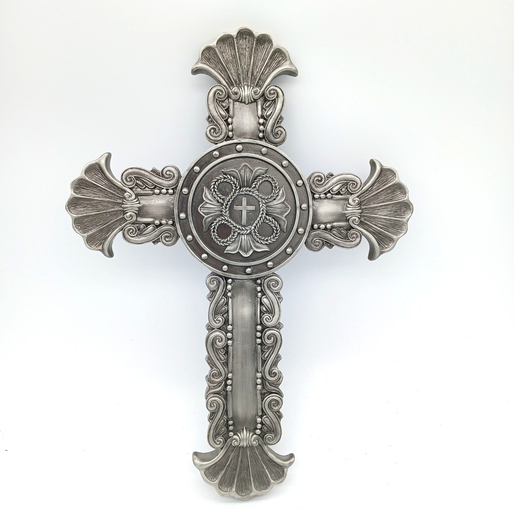 Divine Glory Wall Cross Silver Spiritual Harvest United Design 13.75" x 10"